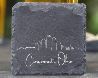 Cincinnati Ohio Skyline Coasters, Housewarming Coasters, New Home, Cincinnati OH, Moving Away, Cincinnati Cityscape, New Apartment, Home Bar