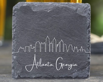 Atlanta Skyline Coasters, Housewarming Coasters, Atlanta Skyline, Atlanta GA Gift, Moving Away Gift, Atlanta Cityscape, New Apartment