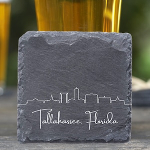 Tallahassee Skyline Coasters, Housewarming Coasters, Tallahassee FL, Tallahassee Florida, Moving Away, Tallahassee Cityscape, New Apartment