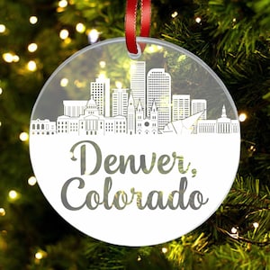 Denver Skyline Ornament, Denver Colorado Gift, New City, Cityscape Christmas Ornament, New Home, First Apartment Ornament, Housewarming