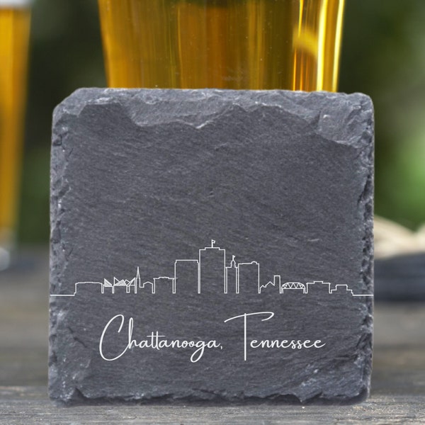 Chattanooga Skyline Coasters, Housewarming Coasters, Tennessee Skyline, Chattanooga TN Gift, Moving Away, Chattanooga Cityscape, Barware