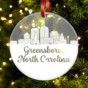 Greensboro Skyline Ornament, Greensboro NC Ornament, New City Gift, Cityscape Ornament, New Home, First Apartment Ornament, North Carolina