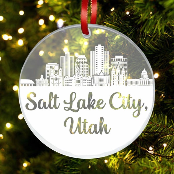 Salt Lake City Skyline Ornament, Salt Lake City Utah Gift, New City, Cityscape Ornament, New Home, First Apartment Ornament, Housewarming