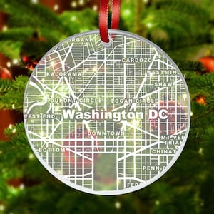 Washington DC Map Ornament, Washington DC Gift, New City, Washington DC Christmas Ornament, New Home, Moving Away, District of Columbia