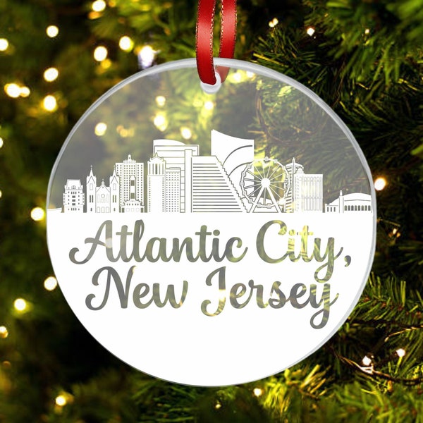 Atlantic City Skyline Ornament, Atlantic City NJ Gift, New City, Cityscape Ornament, New Home, First Apartment Ornament, Housewarming