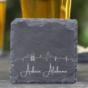 Auburn AL Skyline Coasters, Housewarming Coasters, New Home, Auburn Alabama, Moving Away Gift, Auburn Cityscape, New Apartment, Home Bar