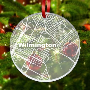 Wilmington DE Street Map Ornament, Wilmington DE Christmas Ornament, New Home, Moving Away, Wilmington City Streets, Wilmington DE Map Decor