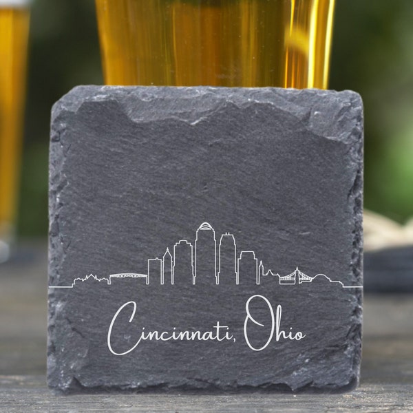 Cincinnati Ohio Skyline Coasters, Housewarming Coasters, New Home, Cincinnati OH, Moving Away, Cincinnati Cityscape, New Apartment, Home Bar