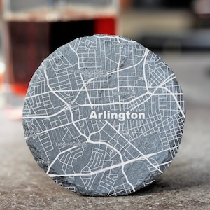 Arlington VA Street Coaster, Arlington Decor, Housewarming, Arlington VA Gift, Slate Coaster Set, Realtor Closing, Virginia Home, VA Map