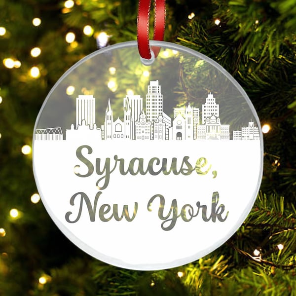 Syracuse Skyline Ornament, Syracuse New York Ornament, New City Gift, Cityscape Christmas Ornament, New Home, First Apartment Ornament