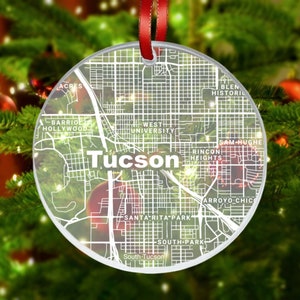 Tucson Map Ornament, Tucson AZ Gift, New City, Tucson Christmas Ornament, New Home, Moving Away, Tucson City Streets, Tucson Decor