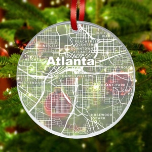 Atlanta Map Ornament, Atlanta GA Gift, New City, Atlanta Christmas Ornament, New Home, Moving Away, Atlanta City Streets, Atlanta Decor