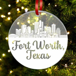 Fort Worth Skyline Ornament, Fort Worth Texas Gift, New City, Cityscape Christmas Ornament, New Home, First Apartment Ornament, Housewarming