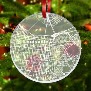 Louisville Map Ornament, Louisville KY Gift, New City, Louisville Christmas Ornament, New Home, Moving Away, Louisville City Streets