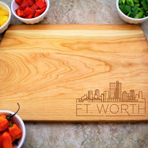 Fort Worth Skyline Cutting Board, Fort Worth Texas Gift, Fort Worth Line Art, Modern Skyline, City Skyline, Texas Skyline Gift, Fort Worth