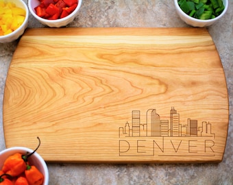 Modern Skyline Denver CO Gift Denver Colorado Gift Denver Line Art City Skyline Denver Skyline Cutting Board Colorado Skyline Gift