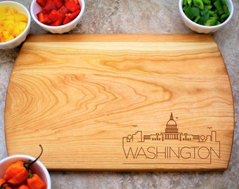 Washington DC Skyline Cutting Board, Washington DC Gift, Washington DC Line Art, Modern Skyline, City Skyline, District of Columbia Skyline