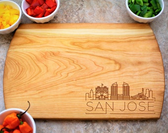 San Jose Skyline Cutting Board, San Jose California Gift, San Jose Line Art, Modern Skyline, City Skyline, San Jose California Skyline Gift