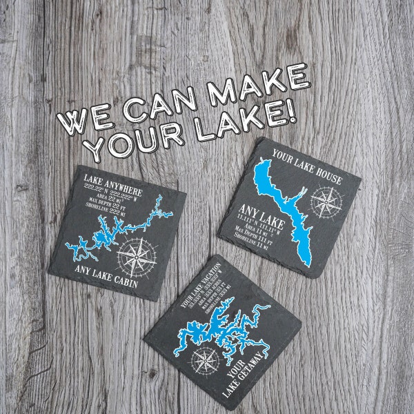 Custom Lake Map Coaster, Any Lake, Personalized Lake House Decor, Lake Life, Personalized Lake House Gift Perfect for Retirement, Mom or Dad