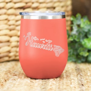 Aloha Hibiscus Tumbler Flower Travel Mug Cute Insulated Laser Engraved  Coffee Cup Hawaii 20 oz Maroon