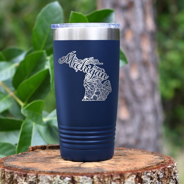 Michigan Tumbler, Michigan Gifts, Michigan Travel Mug, Michigan Coffee Tumbler, Home State Michigan, Michigan Housewarming Gift, State Pride