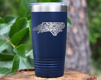 North Carolina Tumbler, North Carolina Gifts, North Carolina Travel Mug, North Carolina Coffee Tumbler, Home State North Carolina