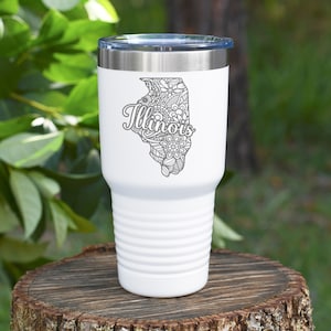 Illinois Tumbler, Illinois Gifts, Illinois Travel Mug, Illinois Coffee Tumbler, Home State Illinois, Illinois Housewarming Gift, State Pride