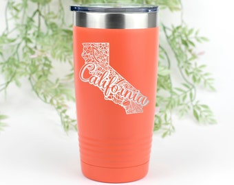 California Tumbler, California Gifts, California Travel Mug, California Coffee Tumbler, Home State California, California Housewarming Gift