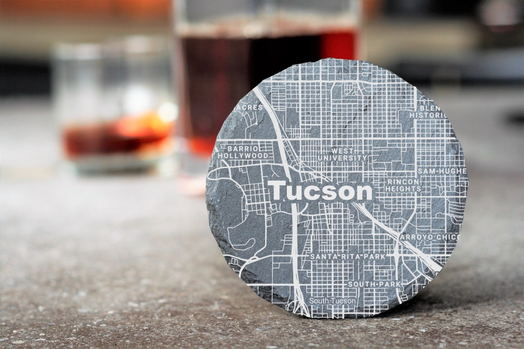 Tucson City Map Coasters Tucson Decor Housewarming Tucson Etsy