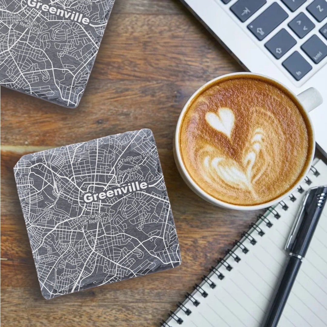 Greenville Street Map Coaster, Greenville SC Decor, Housewarming Gift