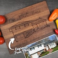 Our First Home, New Home Gift, Housewarming, Custom House Engraved, Charcuterie Board, Cheese Board, House Sketch, Engraved Realtor Gift