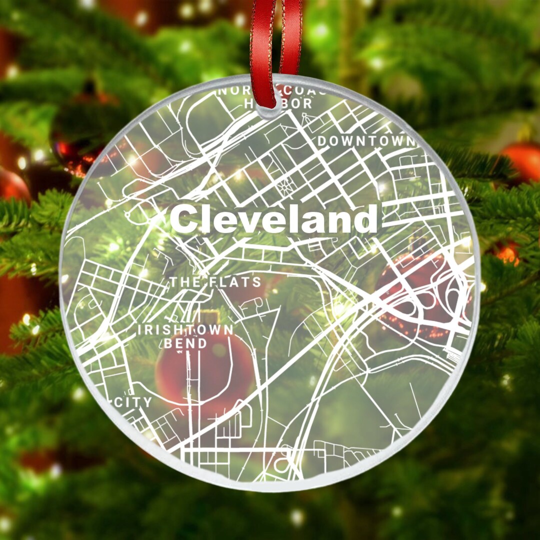 Cleveland Map Ornament, Cleveland OH Gift, New City, Cleveland