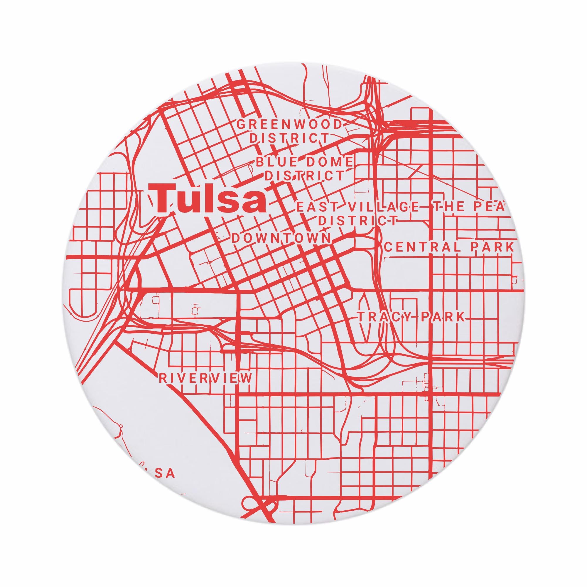 Discover Tulsa OK Map Ceramic Coasters Oklahoma Gift Absorbent Kitchen Decor