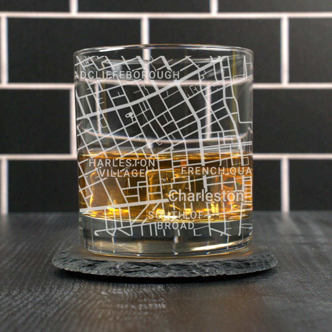 Charleston Whiskey Glass, Charleston SC Rocks Glass Gift, Engraved City
