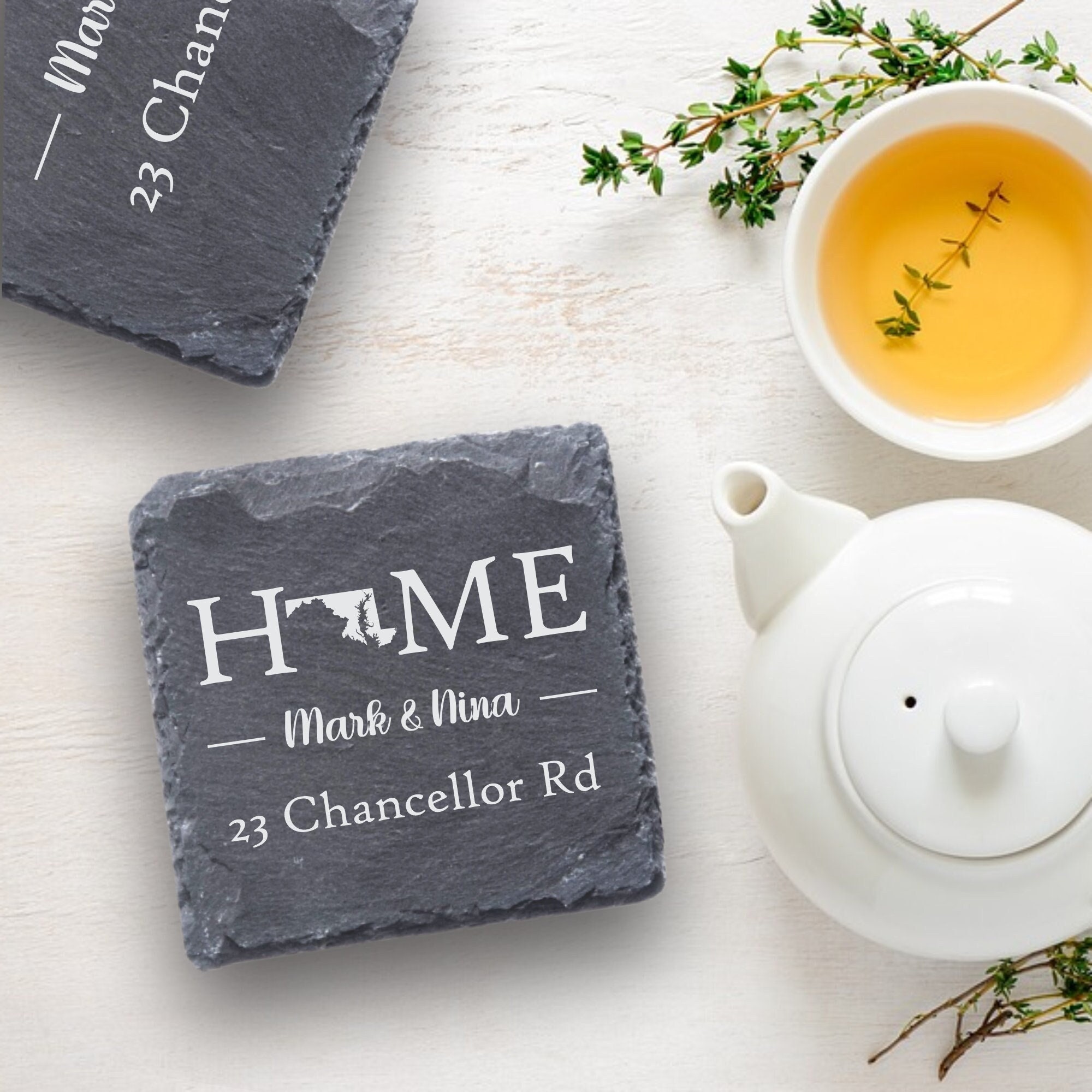 Maryland Personalized Coaster Set, Housewarming Coasters, Gift For New Home, Decor, Gift, Couples, Gifts Mom