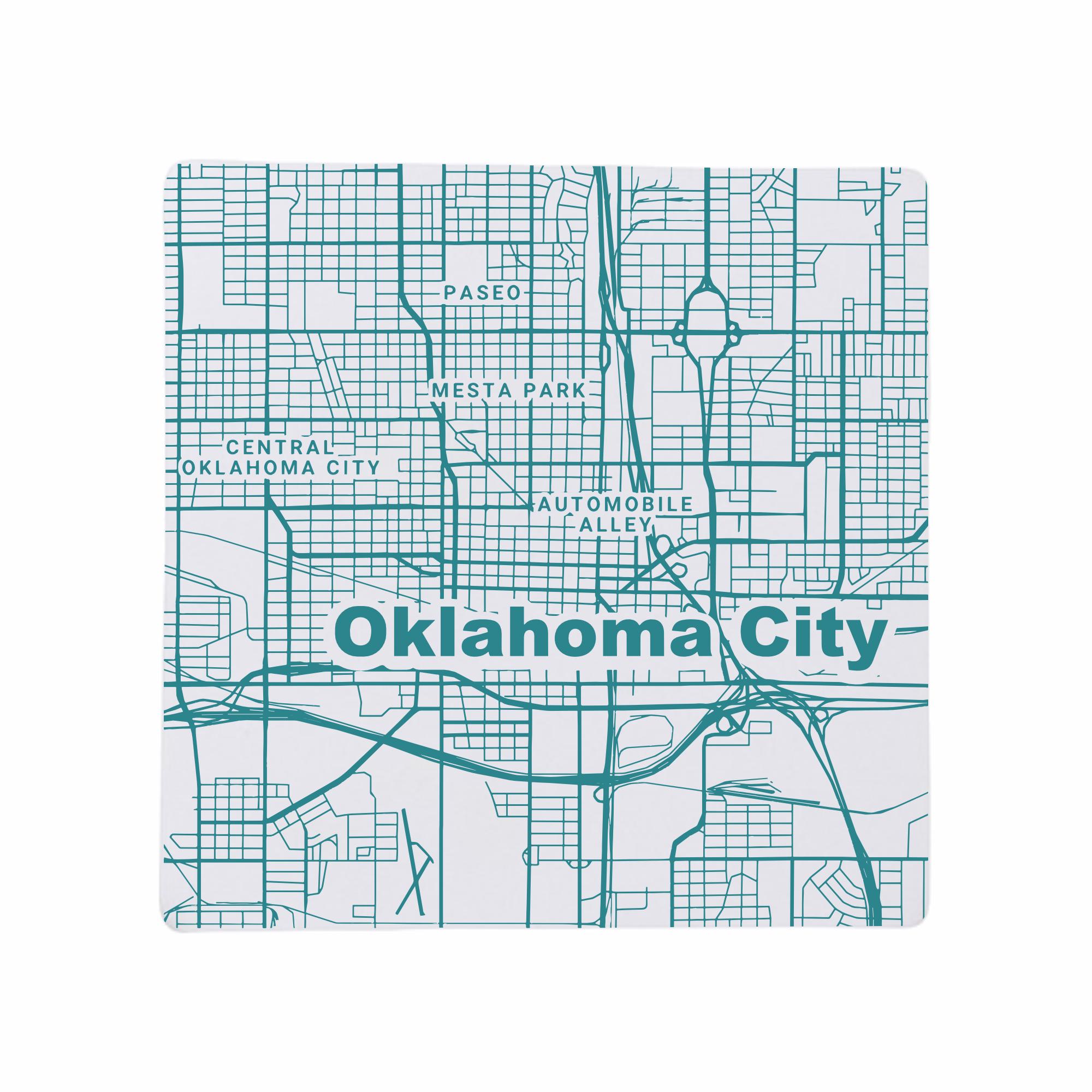 Discover Oklahoma City OK Ceramic Coaster Set, Oklahoma Home Decor, Travel Keepsake, Gift