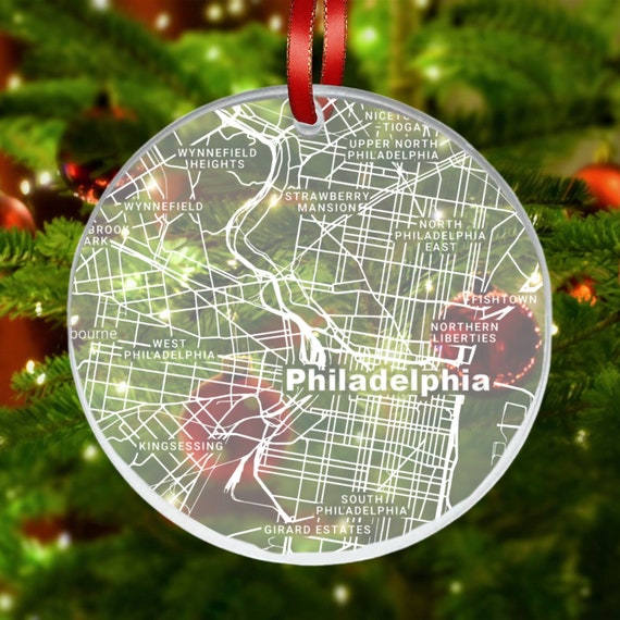 Philadelphia Map Ornament, Philadelphia PA Gift, New City, Philadelphia Christmas Ornament, New Home, Moving Away, Philadelphia City Streets