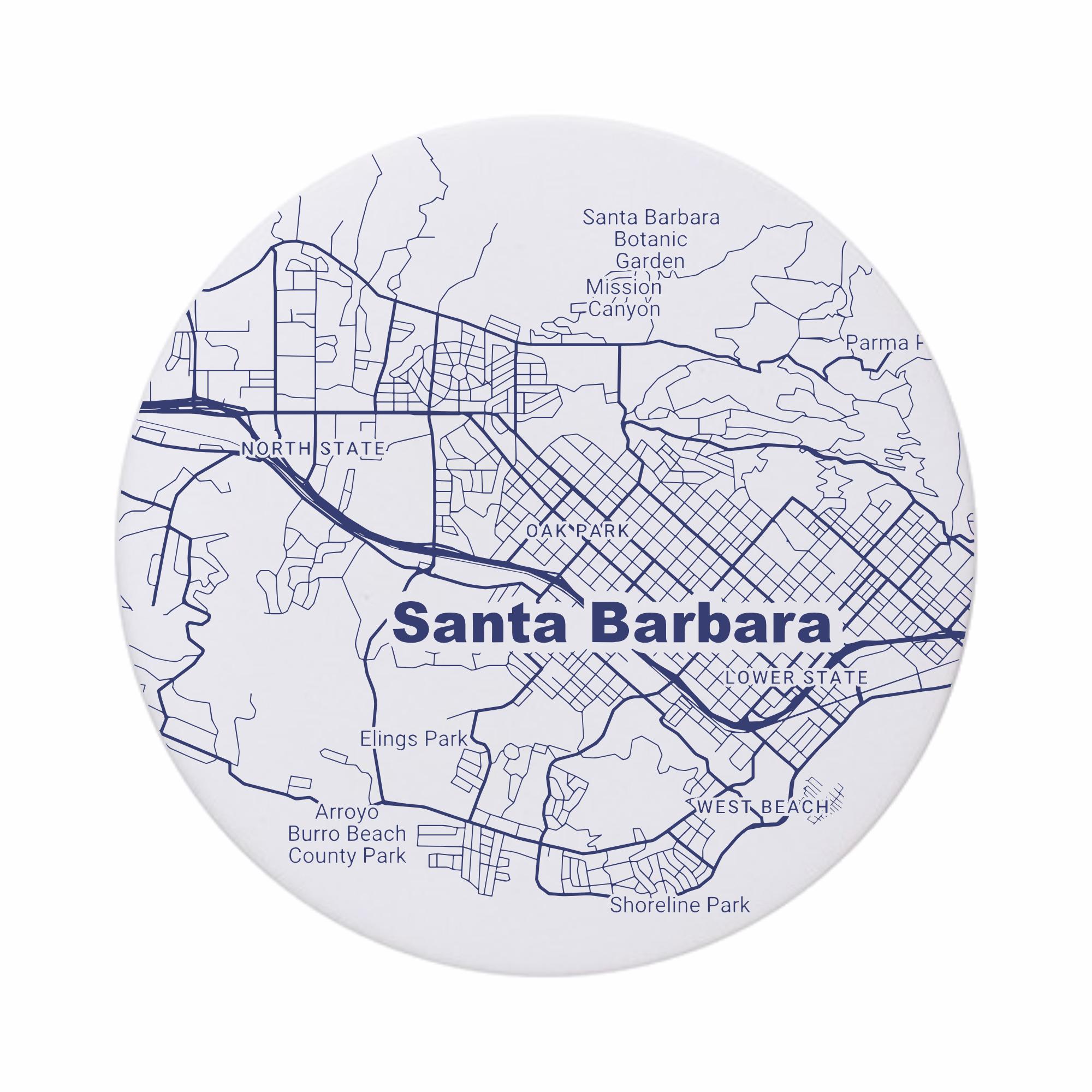 Discover Santa Barbara CA Map Ceramic Coasters - Absorbent California Decor Gift