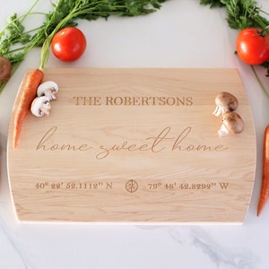 Home Sweet Home Personalized Cutting Board, New Homeowners, Housewarming Closing Gift, Home Address, Realtor Gift for Client, Charcuterie