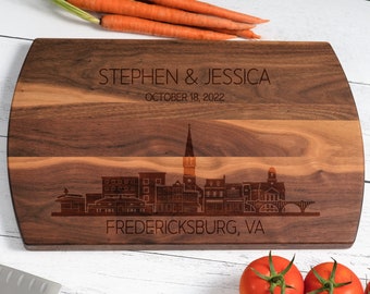 Fredericksburg Skyline, Virginia Cutting Board, Housewarming Gift, Fredericksburg VA Gift, Personalized Cutting Board, New Home Gift, FXBG