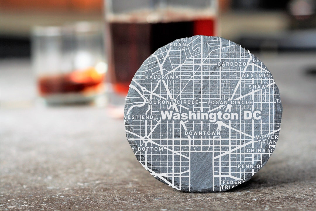 Washington DC Map Coaster, Washington DC Decor, Housewarming, DC Gift, Coaster Set, Real Estate