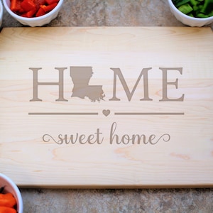 Louisiana Home Sweet Home Cutting Board, New Home Gift, Home Decor, Louisiana State, Kitchen Decor, Louisiana Charcuterie Board, Cheese