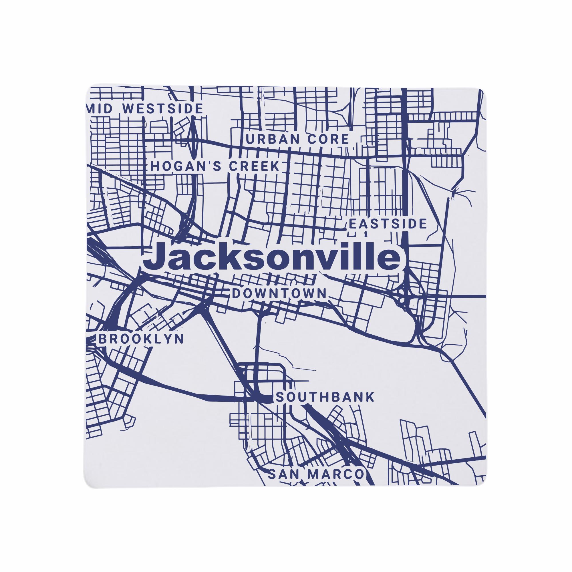 Discover Jacksonville FL Ceramic Coaster Set, Florida Home Decor, Travel Keepsake