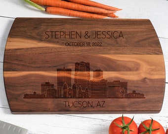 Tucson Skyline Cutting Board, Arizona Skyline Gift, Real Estate Closing, Housewarming Gift, Tucson Arizona Gift, Personalized Cheese Board