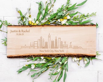 New York City Skyline Sign, Skyline Wall Art, Personalized Sign for Couples, Housewarming Gift, New York Cityscape, NYC Gift, Skyline Decor