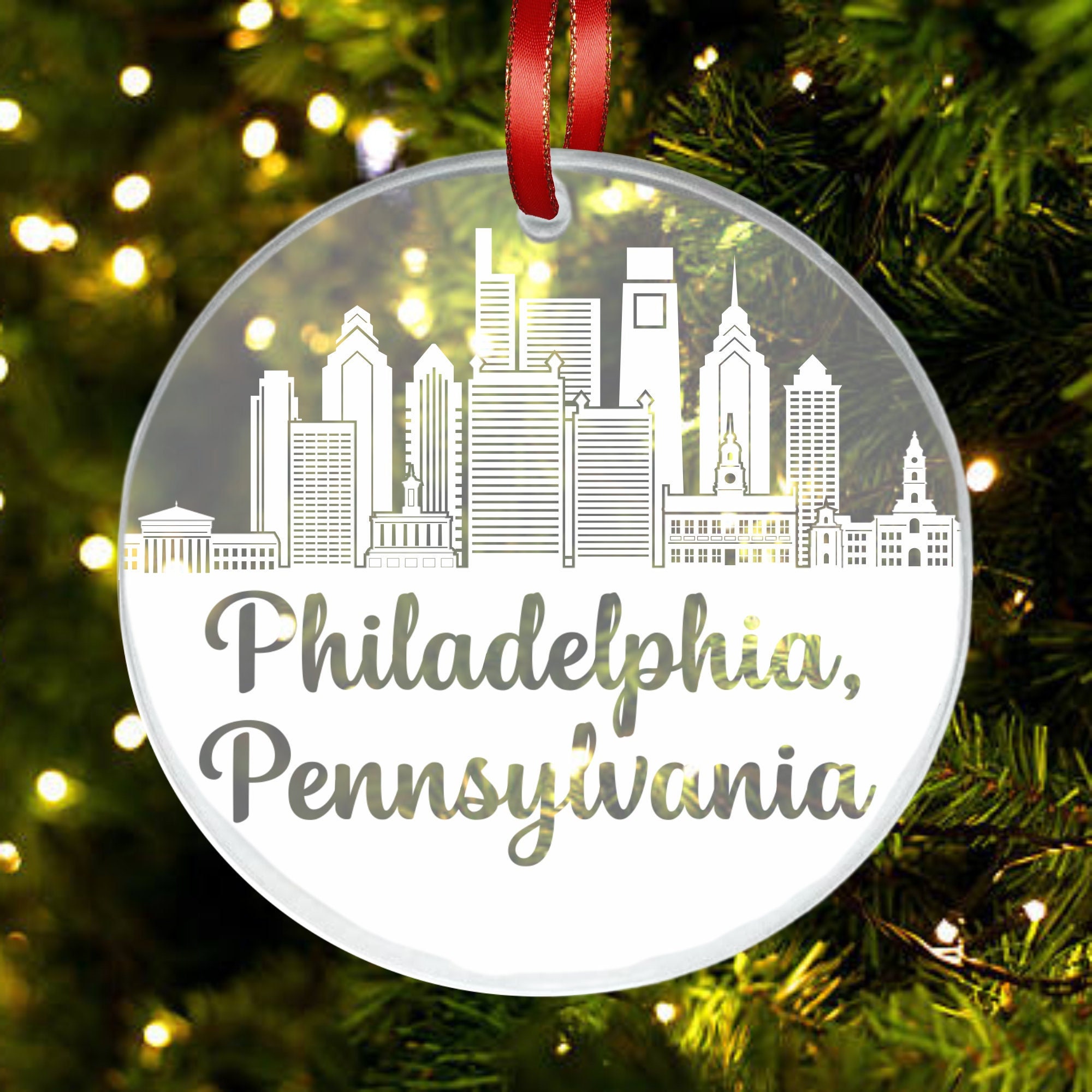 Philadelphia Skyline Ornament, Philadelphia PA Gift, New City, Cityscape Ornament, New Home, First Apartment Ornament, Housewarming