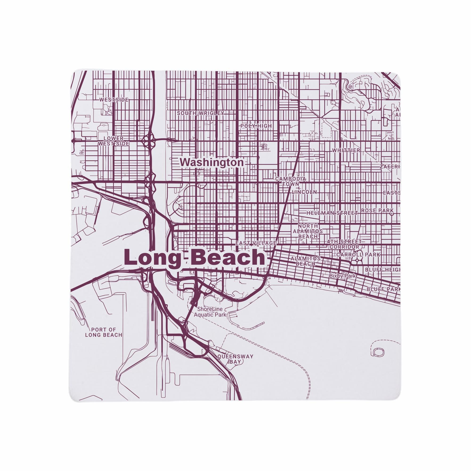 Discover Long Beach CA Ceramic Coasters Set - California Home Decor and Travel Keepsake