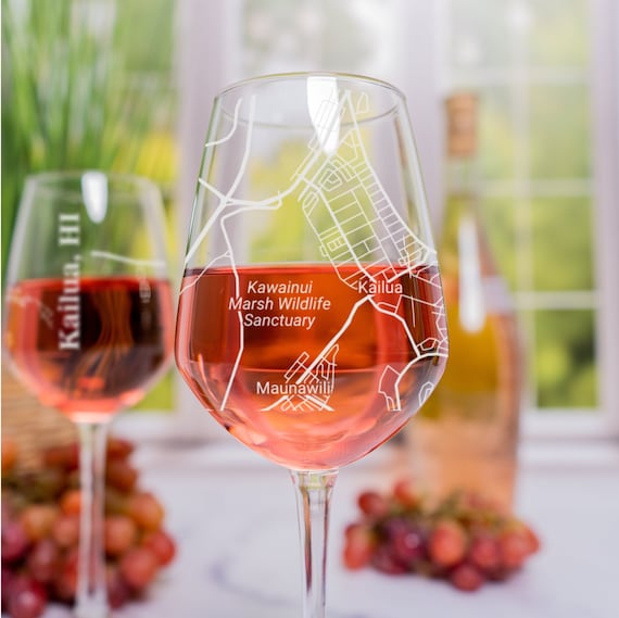 Kailua Wine Glass, Kailua HI Wine Glass Gift, Engraved City Map Glass,  Hawaii Gift, Housewarming Gift for Her, Wine Gift, Mother's Day - Etsy