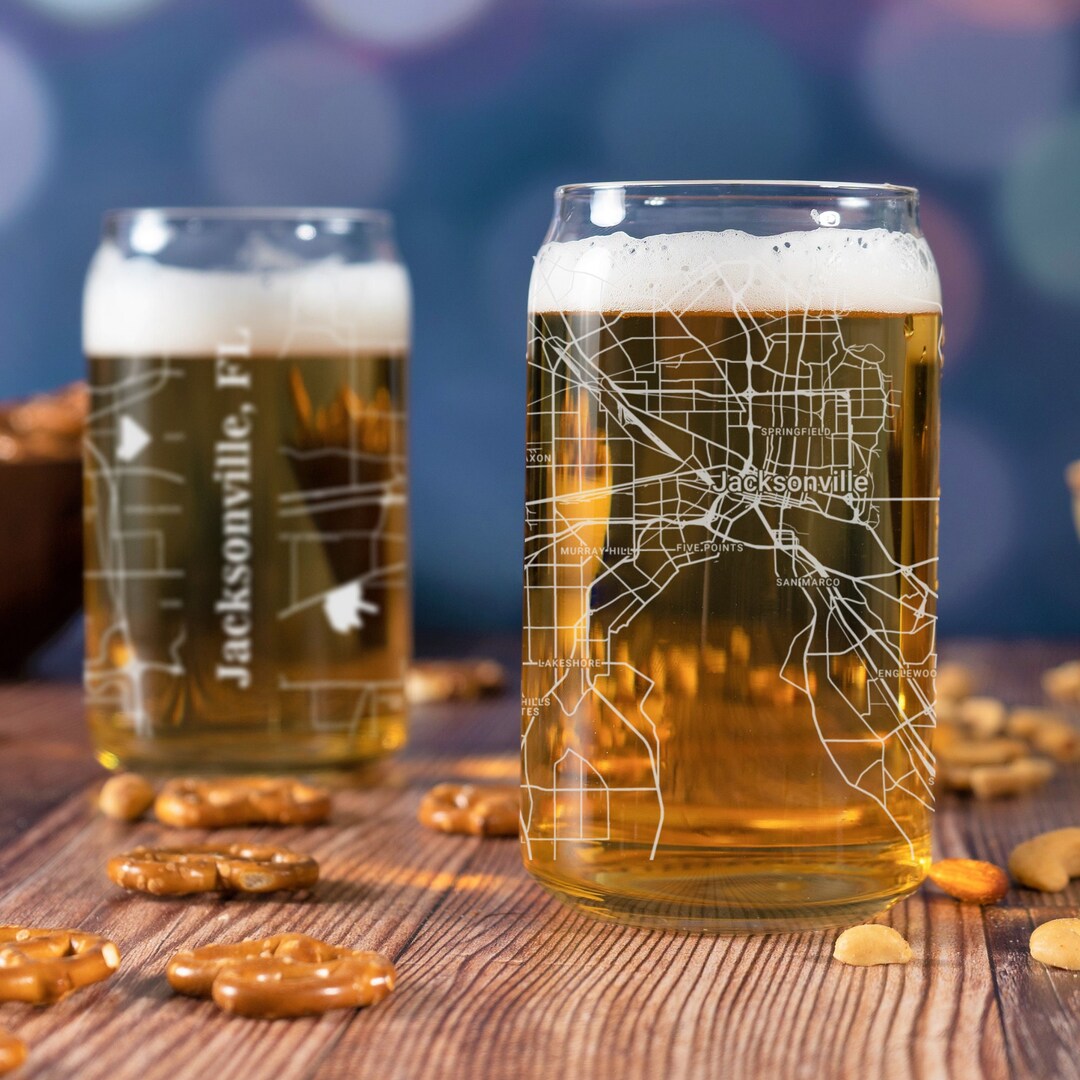 Jacksonville Beer Can Glass, Jacksonville FL Beer Can Glass Gift