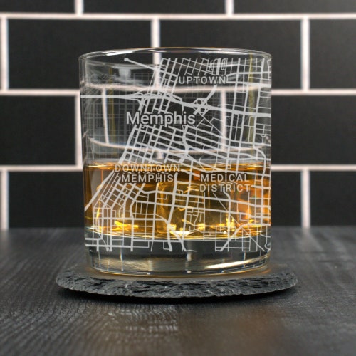 Memphis City Map Rocks Glass Engraved Whiskey Glass 11oz Etsy